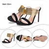 Zapatos de vestir Mujer Tiras de metal básicas Sandalias de tacón alto Sexy Open Toe Stiletto Patchwork Slip-on Verano poco profundo 2023