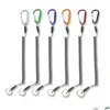 Nyckelringar Carabiner Anti-Lost Rope Keychain Sub-Plier Control Fish Hang Buckle Ring 6 Color Strong Pl Lanyard Fashion Keyring Chain Dr DHO2R