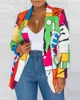 Garnitury damskie geometryczne kołnierz szaliki z długim rękawem Blazer Women Spring Summer Blazers Jacket Fashion Smart Casual Business Office Lady