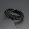 Armreif Jessinshow Luxuriöses mehrfarbiges Design, klassisches Edelstahl-Herren-Lederarmband, Magnetschnalle, Weihnachtsgeschenke