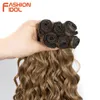 Human Hair Bulks FASHION IDOL Afro Kinky Curly Hair Bundles Synthetic Hair Extensions 24-28inch 6Pcs/Lot Ombre Blonde Hair Weaves For Black Women 230925