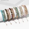 Charm Bracelets 4Pcs/Set Natural Stone Beaded Bracelets For Women Gold Color Cube Beads Wristbands Fashion Multi-layer Stone Bracelet Jewelry Q230925