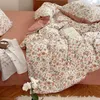 Sängkläder set Rose Floral Däcke Cover Set Farmhouse Vintage Chic 4st med platt/monterad lakan Kudde Shams Ultra Soft Microfiber Twin