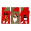 Present Wrap Ourwarm Christmas Cloth Bag Santa Claus Snowman Elk Treat Sack Favor DrawString Pouch återanvändbar Xmas Party Candy Story
