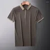 T-shirts masculins Mulberry Silk Brand haut de gamme Polo Polo à manches courtes T-shirt 2024 Semi-zipper Semaine Business Casual