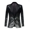 Herrdräkter hoo 2023 Gradient Sequin Color Matching Casual Blazer Performance Host MC Dress