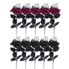 Fleurs décoratives 5 Pack Roses noires soies artificielles corne Rose Halloween choix floraux série sombre pour la décoration de la maison de fête de mariage