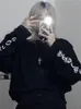 Kvinnors T -skjortor Deeptown Harajuku Cool Tshirt Hip Hop Casual Korean Style Black Letter Print Gothic Gorh Dark Tee Loose Long Sleeve Top