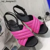 New 23ss Genuine Leather Sandals stiletto Heels fashion super high heel women luxury designers dress shoes party Square womens head heeled