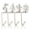 Gold Christmas Decoration Hook Snowflake Santa Elk Christmas Gift Pireplace Sock Metal Pendant 925