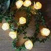 Torkade blommor 1020LEDS White 15eter Rose Flower String with Lights Wedding Table Centerpieces Decorations Glowing Artificial Garland 230923