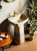 Robinets de lavabo de salle de bains, lavabo pour petit appartement, balcon Vertical intégré en céramique
