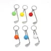 Anahtarlıklar 20pcs Anahtarlık Mini Golf Raket Top Kolye Keyasyon Anahtar Yüzük Yaratıcı Metal Tenis Zincir Spor Kulüpleri Hediye