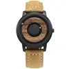 Montres-bracelets EUTOUR Wood Watch Hommes Quartz Montres Magnétique Aimant Ball Drive Mens Cadran En Bois Maille En Acier Inoxydable Cuir Mâle