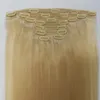 Brazilian Human Hair Clip In Hair Extensions Straight 613# Blonde Color 8 Pieces/set 12-24inch Peruvian Virgin Hair Products