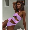 Women's Swimwear 2023 Sexy Floral One Piece Swimsuit Women Push Up Bathing Suit Hollow Out Monokini Solid Padded Swimming