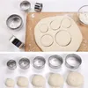 Baking Moulds 5PCS Round Stainless Steel Biscuit Mold Dumpling Skin Cutting DIY Pastry Cake Tools Kitchen Gadget 230923