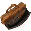 BROCTHUSES Vintage Black Brown Coffee A4 Äkta läder 14 '' Laptop Executive Office Women Män portfölj Portfölj Messenger Bag M3319 230925