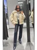 Kvinnors jackor kvinnor mode lapptäcke lambwool jacka casual lapel långärmad blixtlås förtjockas 2023 vinter kvinnlig elegant streetwear