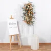 Kwiaty dekoracyjne 100 cm DIY Wedding Murs Układ zaopatrzenia w jedwabny zielony liść Róża sztuczna kwiatowy rzęd