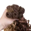 人間の髪のバルクスハイライトアフロキンキーカーリーヘアバンドルオンブル茶色の合成ヘアエクステンション女性28インチ6 PCS耐熱性230925
