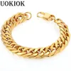 Mens Simple Chunky Heavy 14mm rostfritt stål Curb Cuban Link Chain Armband för män handledsmycken gåvor246j