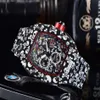 Ny topp lyxiga herrklocka kvarts kronograf Swiss R Men's Ice Out Hip Hop Rubber Strap Sports Men's Watch275U