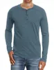 T-shirts pour hommes taille américaine s-xxl printemps automne col chemise hommes décontracté coupe ajustée à manches longues couleur unie hauts t-shirts fond T-shirt