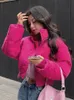 Frauen Daunen Parkas High Street Frau Winter Jacke Rose Rot Verdicken Warm Zipper Stehkragen Elegante Mantel Weibliche Stilvolle 230925