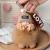 Dolls Pompom Sleeping Baby Keychain Cute Fluffy Plush Doll Keychain Girl Bags Keyrings Key Ring Gift Charming Decoration 230923