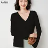 Damen Strick Oversize Cardigan Damen 2023 Solide Winter Sommer Dünn Lose V-Ausschnitt Warm Langarm Weiblich Korea Damen Knopfleiste gestrickt