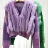 Women's Fur 2023 Autumn/Winter Grass Versatile Temperament Short Sweater Knit Cardigan Coat