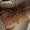 Charm Bracelets SUNIBI Twisted Rope Chain Bracelets for Women Lady Stainless Steel Gold Plated Bracelet Wrist Jewelry Wholesale Dropshipping Q230925