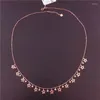 Catene 585 Collana di perline con stella brillante in oro viola per donna Fidanzamento di nozze Gioielli in rosa 14K di alta qualità