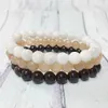 MG0315 8 MM Moonstone Garnet Armband Set Natural Sunstone Energy Armband High Quality Balance Chakra Gem Stone Armband239R