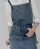 女性用のポケット付きコットンデニムエプロンシェフキッチンクッキングガーデニングペインティング