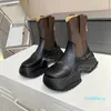 Designer -Martin Boots Motorcykelstövlar Fashion Woman Mid Length Boots Black Leather Wedge Lace Letter Thick Heel Knight