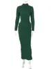 Basic Casual Kleider Hugcitar Solid Long Sleeves Hollow Out Verband unregelmäßiger Midi Prom Kleid sexy Bodycon Herbst Frauen Office Party Club Kleidung 230925