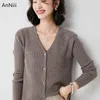 Damen Strick Oversize Cardigan Damen 2023 Solide Winter Sommer Dünn Lose V-Ausschnitt Warm Langarm Weiblich Korea Damen Knopfleiste gestrickt