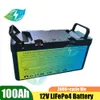 Pacco batteria ricaricabile al litio ferro LiFEPO4 12V 100AH con BMS per pannello solare UPS + caricabatterie 10A