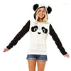 Hoodies femininos panda moletom bonito outono leve suor jaqueta feminina camisas de manga longa com bolso kanga meninas camisola