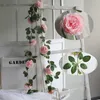 Getrocknete Blumen, rosa Seide, Pfingstrose, Rosenblume, Rattan, künstlicher Efeu, Hochzeit, Party, Wandbehang, Girlande, Hausgarten, Dekoration, grüne Pflanzen 230923