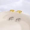 Pendientes de tuerca exquisitos circonita cruzada estrella hebilla de oreja aro Simple de Color dorado y plateado para mujeres y niñas joyería de regalo de fiesta