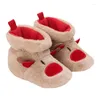 Boots Baby Christmas Shoes Fleece Slipers Soft Non-Slip Elk Apricot Winter Warm Toddler Crib