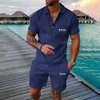 Polos masculinos esportes beachwear casual streetwear 3d impressão digital de manga curta camisa polo shorts verão roupas esportivas