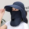 Wide Brim Hats Beach Hat Sweat Absorbing 360 Degrees Protection Breathable Summer Solid Color Sun Fishing Dressing Up