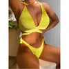 Kvinnors badkläder baddräkt thong kvinnlig badbrasilianska kvinnor biquini kostym sexig upp bikinis push mujer solid 2023 botten bikini set