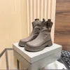 Inverno designer de luxo feminino botas curtas couro martin algemado botas de tornozelo plana