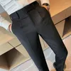 Herenpakken Herfst Winter Effen Kleur Pak Broek Mannen Hoge Taille Casual Zakelijke Jurk Kantoor Sociale Bruiloft Broek Kleding