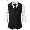 Mäns västar 2023 Autumn England Style Unika ränder V-ringdräkt Vest Men Casual Loose Retro Striped Suit Waistcoat för män S-2XL L230925